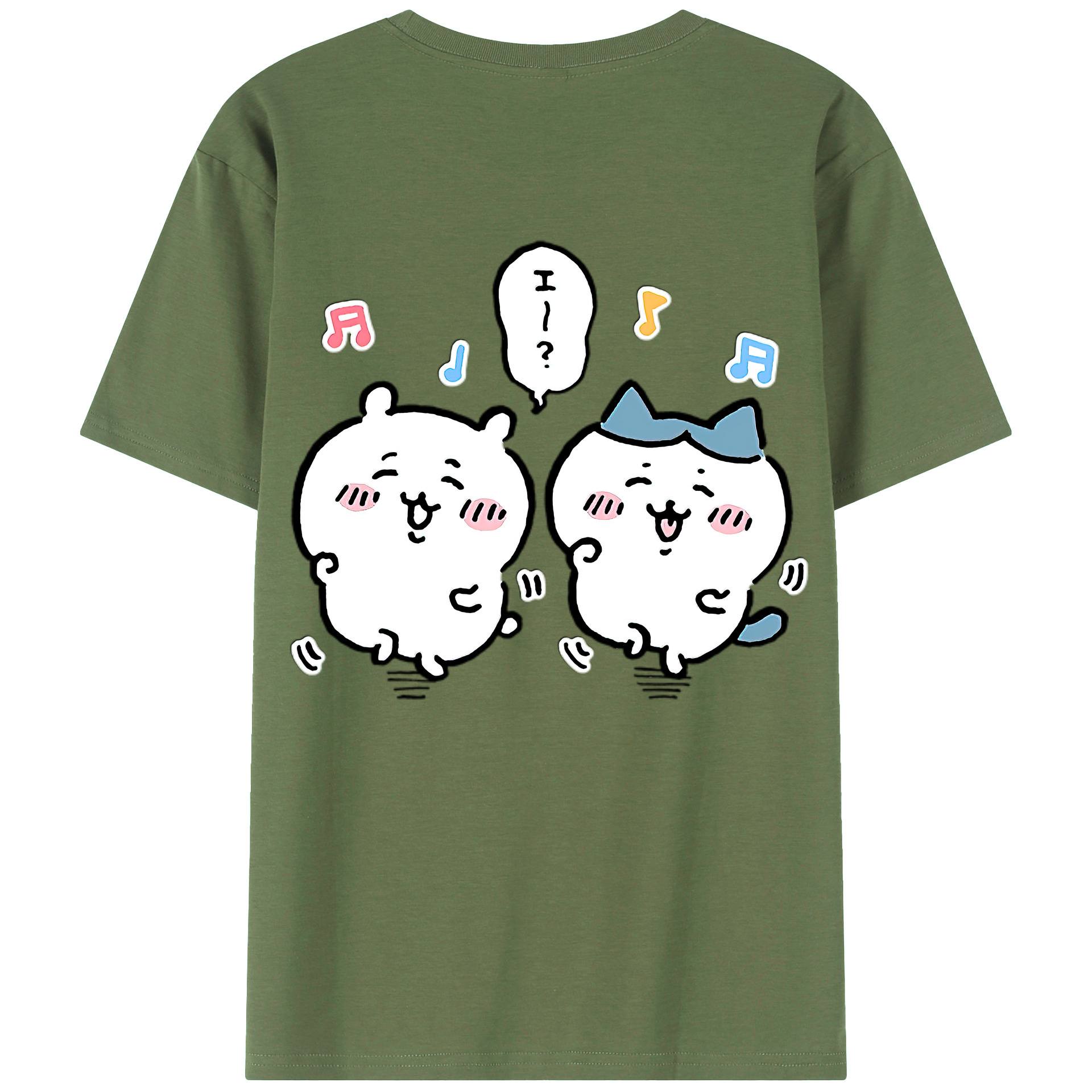（画像用） ちいかわ ハチワレ Chii-kawa hachiware 綿100％ メンズ半袖Tシャツ（バックプリント） 通気性